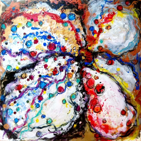 Jasmin intense de Rosa Rose, acrylique et pastel gras sur toile à Grasse (06)