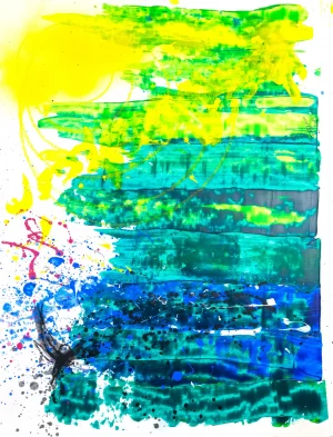 Ô soleil, acrylique et pastel gras sur papier de Rosa Rose à Grasse (06)