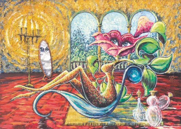 Rosa Rose et ses parfums, acrylique sur toile
