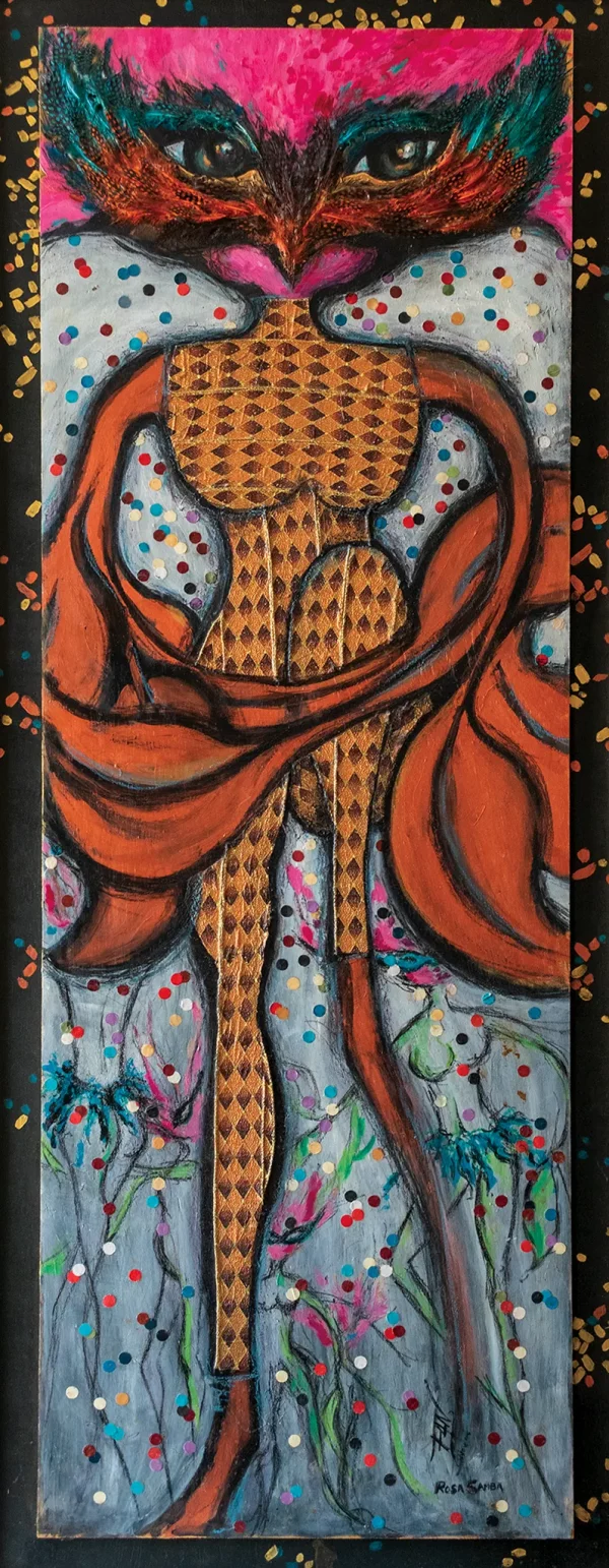 Rosa Rose Samba - Mixed media painting