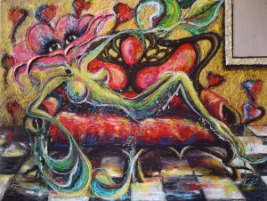 Rosa Rose love, acrylique sur toile